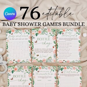 Love Bug Baby Shower Games Bundle, Insect Baby Shower Games Kit, Editable Bug Baby Shower Activity Set, Floral Bug On the Way Games Pack OB2