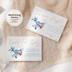 Insteekkaart vliegtuigbabyshower, vliegershowboeken voor babykaart, pilot babyshower luierloterijkaart, boekverzoek vliegtuigshower AR7