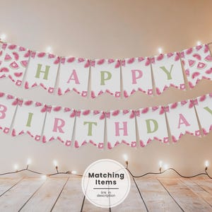 Pink Watermelon 1st Birthday Wall Banner, One in a Melon Birthday Party Wall Banner, Printable Melon First Birthday Bunting Banner TM1
