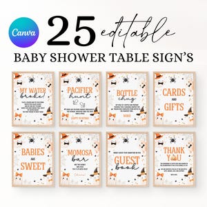 Little Boo Baby Shower Signs Bundle, Spooky Baby Shower Table Signs Set, Halloween Baby Shower Table Sign Pack, Cute Ghost Shower Decor CG2