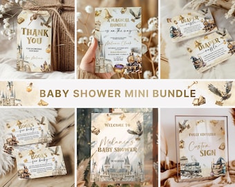 Magische school babyshowerbundel, wizard babyshower uitnodiging, magische babyshower sjabloon, Wizarding World feestuitnodiging WZ2