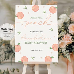Little Peach Shower Welcome Sign, Peach is on the Way Welcome Board, Fruit Baby Shower Welcome Poster, Summer Baby Shower Decoration PC1