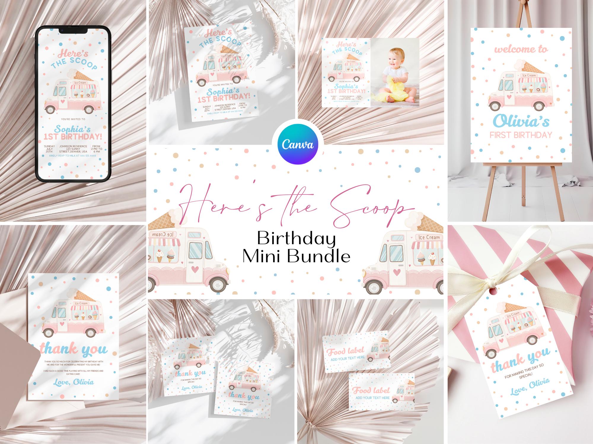Ice Cream Truck 1st Birthday Party Bundle, Here