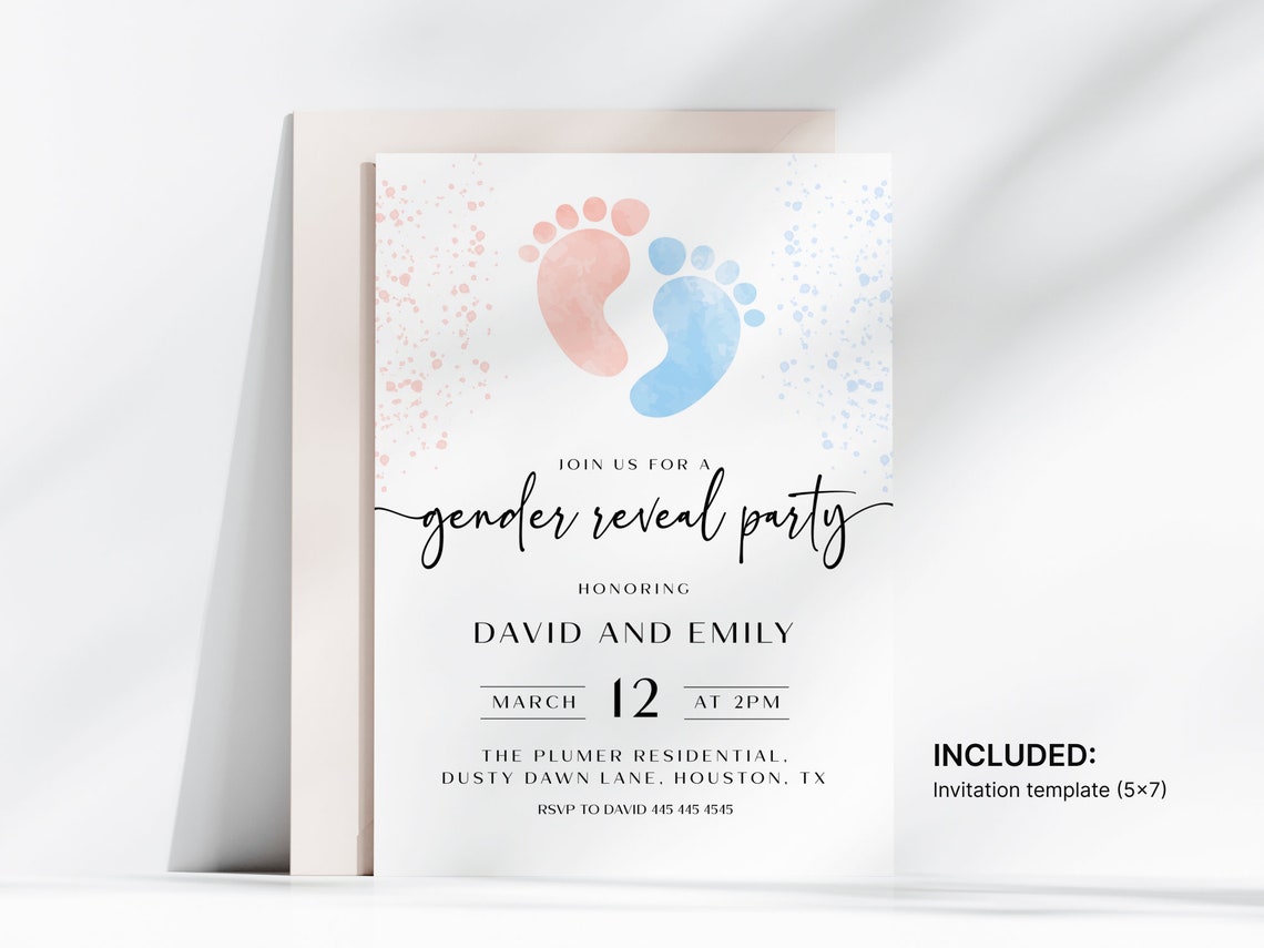 Editable Boy or Girl Gender Invite Template Printable Gender Reveal ...