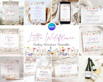 Wildflower Baby Shower Invitation Bundle, Baby in Bloom Baby Shower Bundle, Little Wildflower is on the Way Baby Shower Invite Suite WL5