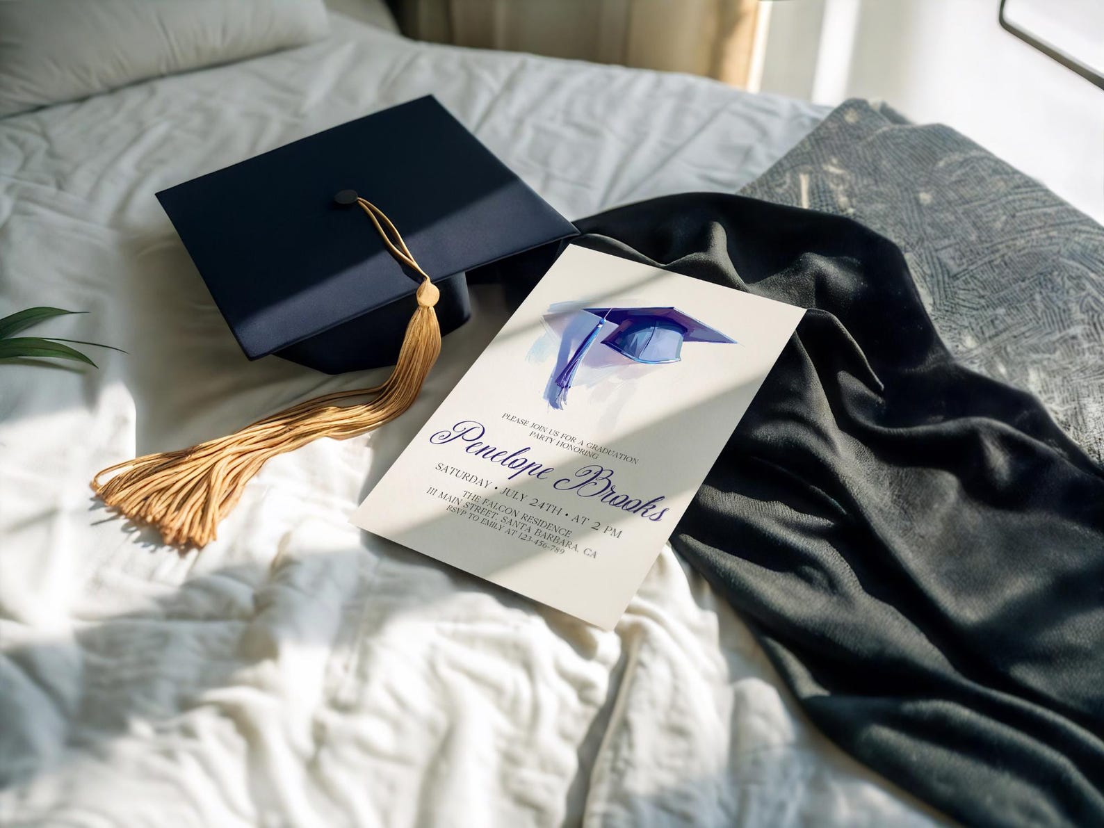Blue Graduation Ceremony Invitation, University Graduation Party Invite ...