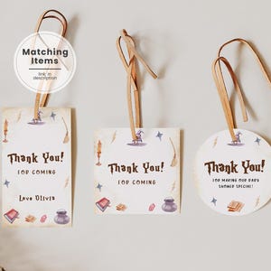 Wizard on the Way Favor Tags, Printable Magical Baby Shower Thank You Tags, Wizard School Shower Favors, Magic Baby Party Thank You Tags QW1
