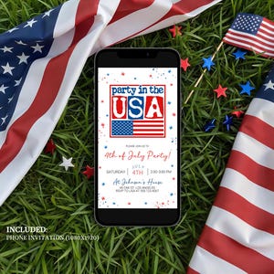 Druckbare Party in den USA Einladungskarte, bearbeitbare 4 Bild 3