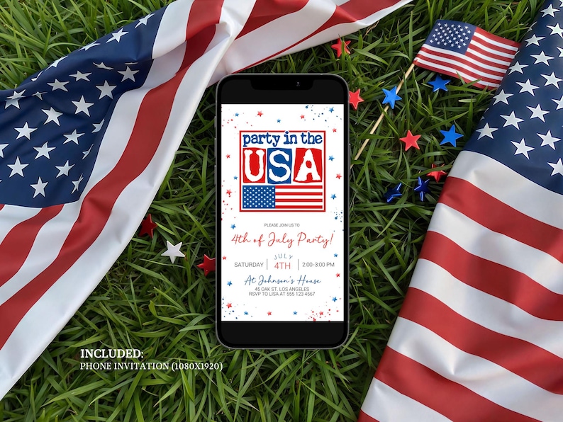 Druckbare Party in den USA Einladungskarte, bearbeitbare 4 Bild 3