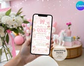 Pink Silly Goose Birthday Evite, Goose 1st Birthday Mobile Phone Invite, One Silly Goose Birthday Cellphone Invite, Goose Party Evite GX1