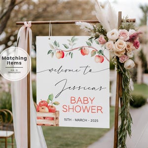 Apple of Our Eye Shower Welcome Sign, Apple Baby Shower Welcome Poster, Fall Apple Baby Shower Welcome Sign, Fruit Baby Shower Decor LA2