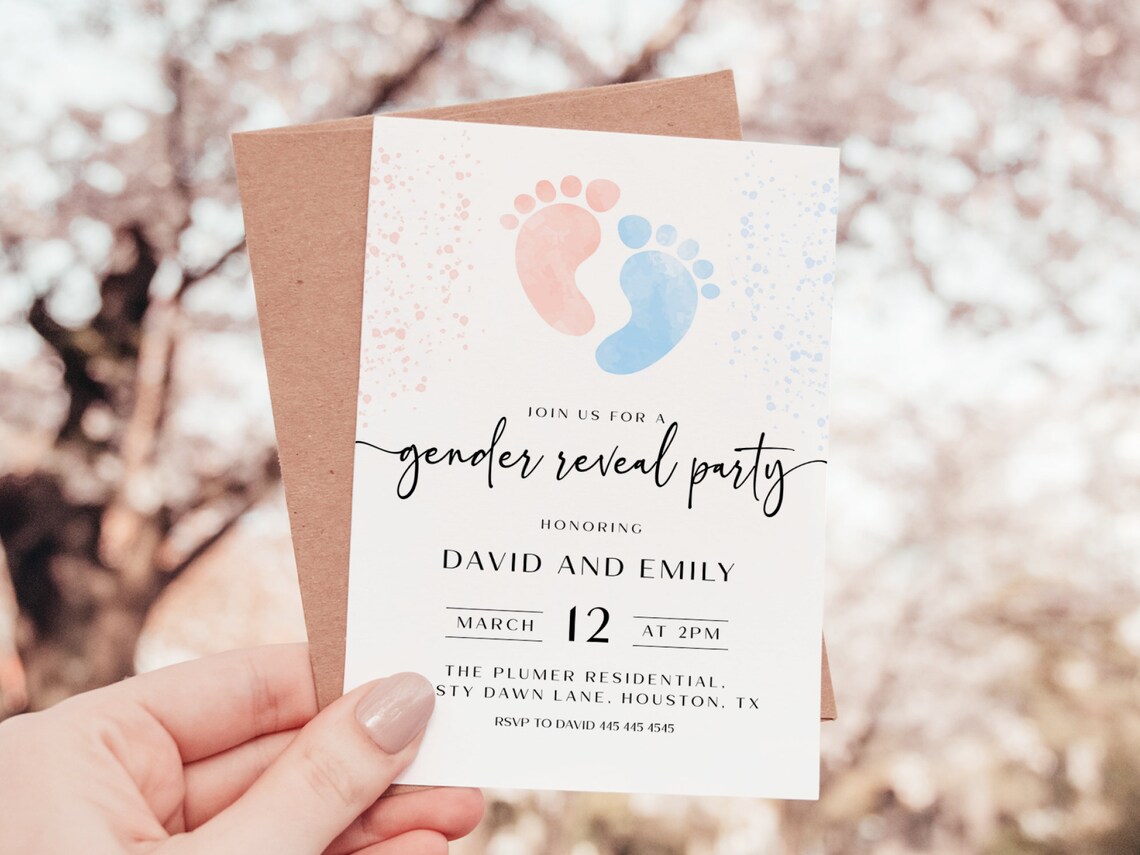 Editable Boy or Girl Gender Invite Template Printable Gender Reveal ...