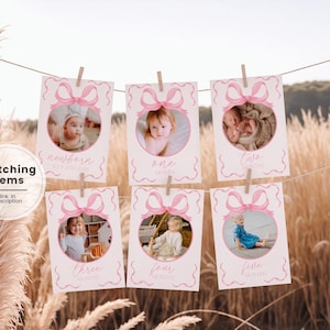 Coquette Bow Birthday Monthly Photo Banner, Pink Bow 1st Birthday Photo Banner, Editable Bow First Birthday Monthly Photo Garland PW1