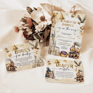 Wizard babyshower uitnodiging, magische jongen babyshower uitnodigen, heksen en tovenaars babyshower Evite Magic Party bewerkbare telefoon uitnodiging WZ2