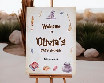 Wizard Baby Shower Welcome Sign Magic Baby Shower Welcome Sign Magic School Of Wizardry Welcome Border Wizard Magic Shower Poster QW1