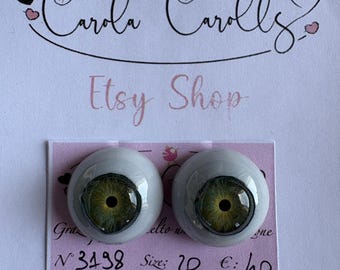 20 mm platte groene ogen voor rebornpoppen. #3198