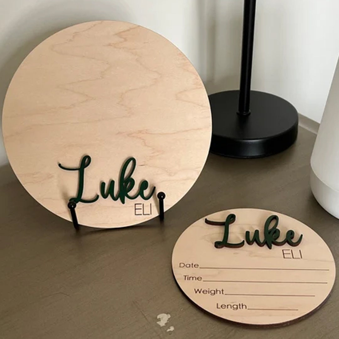 Baby Announcement Sign, Newborn Footprint Name Sign for Hospital, Baby ...