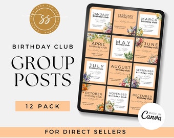 Social Media Posts - Canva Templates, Facebook Gruppenposts, Direktverkaufsparty, Network Marketing, Birthday Club Grafiken, Koralle, SM01