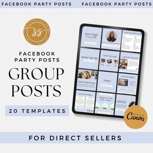 Facebook Group Party Posts- Direct Sales Posts, Network Marketing Graphics, VIP Group Images, MLM Branding, Canva Templates, Sky Blue SB01