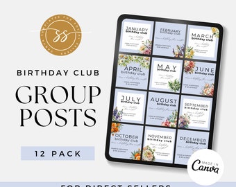 Social Media Posts - Canva Templates, Facebook Gruppenposts, Direktverkaufsparty, Network Marketing, Birthday Club Grafiken, Himmelblau, SB01
