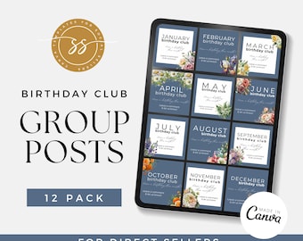 Social Media Posts - Canva Templates, Facebook Gruppenposts, Direktverkaufsparty, Network Marketing, Birthday Club Grafik, Nautical Blue BL01