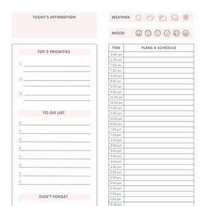 Daily Planner, printable calender, To-do List Printable, minimal productivity planner, printable daily planner, daily schedule,