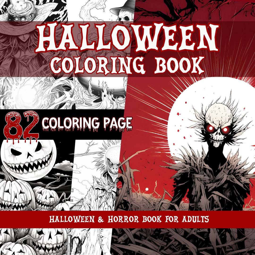 Horror & Halloween Coloring Book for Adults Coloring Pages, Instant ...