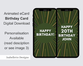 Animated Happy Birthday eCard, Digital Card, Mobile eCard, Digital Happy Birthday Card, Happy Birthday Card Digital Happy eCard Personalise