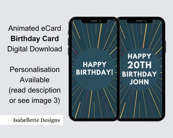 Animated Happy Birthday eCard, Digital Card, Mobile eCard, Digital Happy Birthday Card, Happy Birthday Card Digital Happy eCard Personalise