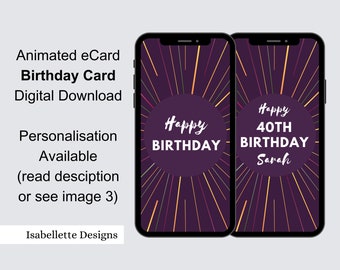 Tarjeta electrónica animada de feliz cumpleaños, tarjeta digital, tarjeta electrónica móvil, tarjeta digital de feliz cumpleaños, tarjeta de feliz cumpleaños digital feliz tarjeta electrónica personalizada