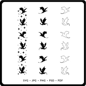 Vierter Flügel Drache SVG Bundle: Besprühte Kante, Lesezeichen, Becher Aufkleber (Digitaler Download)