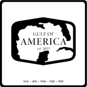 Golfo d'America SVG Donald Trump 2025 Decalcomania Golfo d'America Vacanze estive Maglietta di tendenza Golfo del Messico Adesivo patriottico ispirato a Trump
