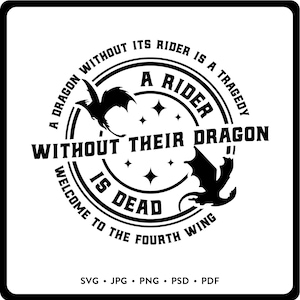 Een draak zonder zijn berijder SVG aangepaste vierde vleugel shirt SVG vierde vleugel Tumbler sticker vierde vleugel Merch SVG vierde vleugel cadeau voor boekenliefhebber