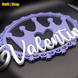 Personalized nameplate | Individual door sign crown for girls