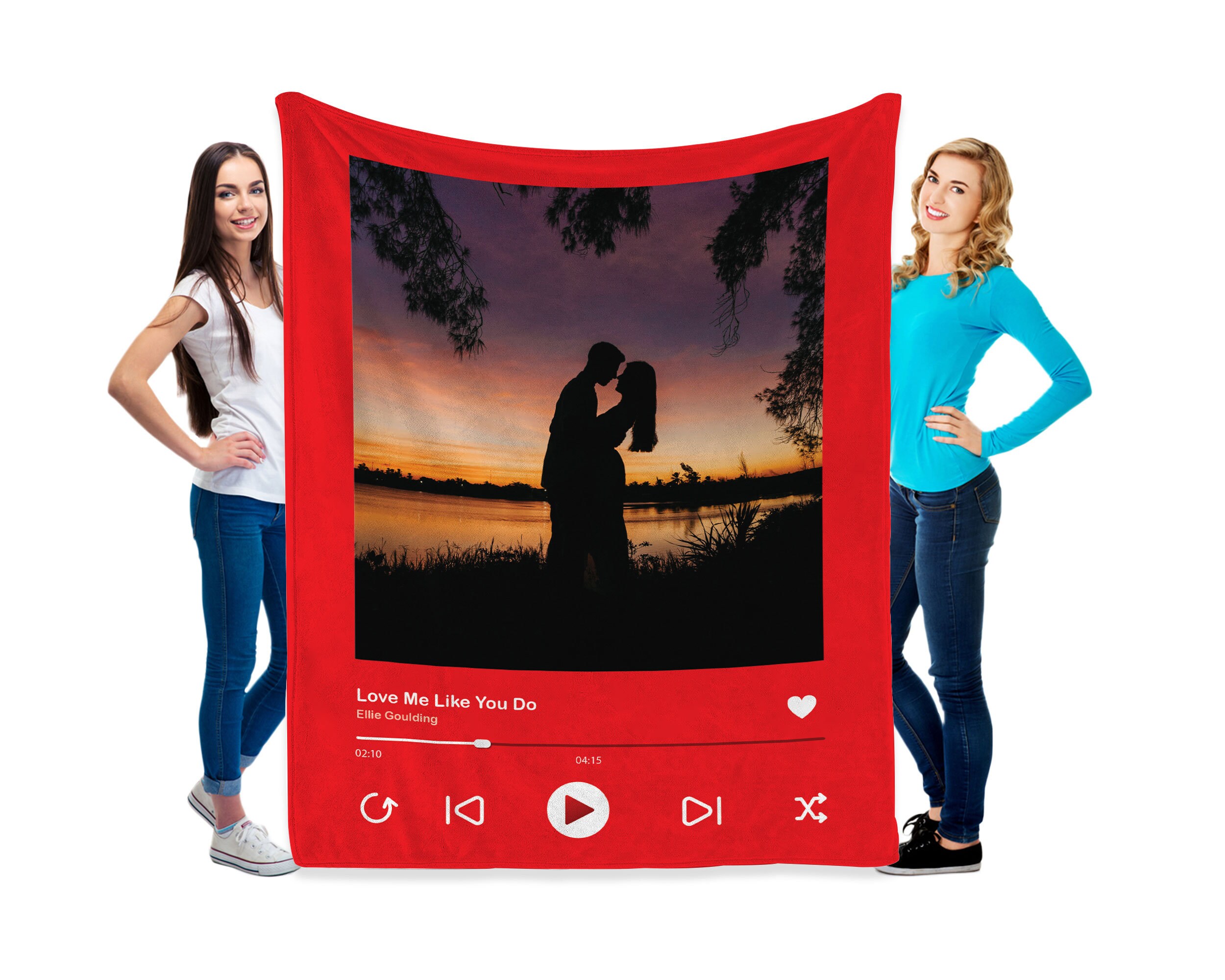 Spotify Music Photo Personalized Blanket, Custom Picture Minky Blanket with Favorite Song, Wedding Anniversary Birthday Couple Gift for Her