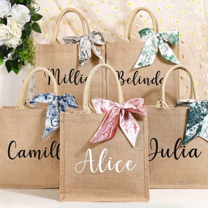 Custom Burlap Tote Bag, Bridesmaid Tote, Bachelorette Party Favor, Wedding Burlap Bag, Monogrammed Jute Bag, Personalized Gift Bag