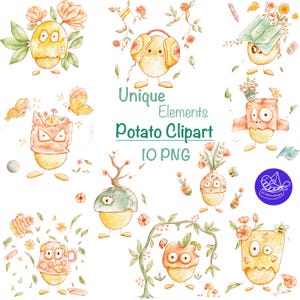 Cartoon Potato Clipart, Hand drawn, watercolor cute, Cartoon PNG, No background,non-AI