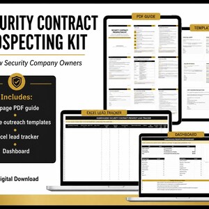 Security Contract Prospecting Kit | Security Company Client Outreach Templates, Lead Tracker, Cold Call & Email Scripts