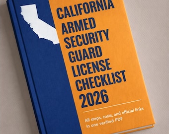 Lista de requisitos para la licencia de guardia de seguridad armado en California (2026) / Pasos y costos (Guía imprimible en PDF)