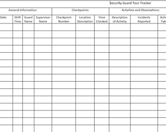 Plantilla de seguimiento de recorridos de guardias de seguridad