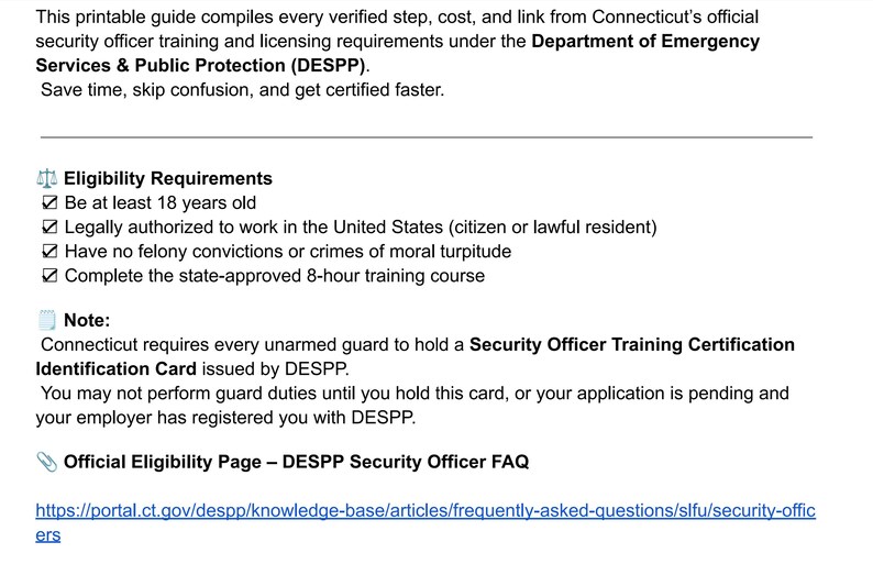 Despp Connecticut Security Guard License Guide (2025) - Etsy