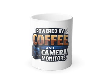 Drivs av kaffe och kameramonitorer mugg | Fotograf kaffemugg