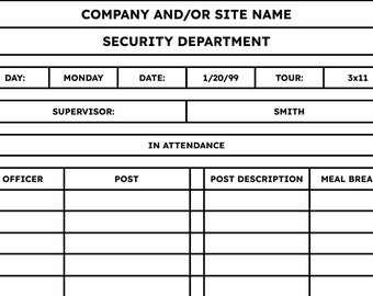 Plantilla de lista de guardias de seguridad / Registro de asistencia y capacitación fácil de usar