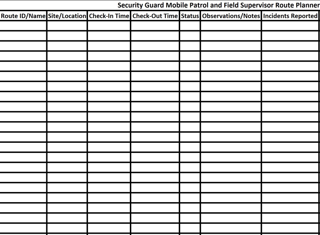 Security Guard Mobile Patrol and Field Supervisor Route Planner - Etsy