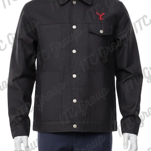 Chaqueta vaquera negra estilo camionero inspirada en Rip / Cosplay de estilo rancho occidental hecho a mano / Ropa inspirada en Yellowstone Cole Hauser / Chaqueta vaquera de algodón