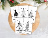 Merry Christmas Tag Bundle Black & White Christmas Tree Tag Set Holiday Festive Wrapping Printable Edit in Canva