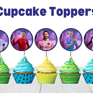 Décorations de cupcakes d'anniversaire de football : cadeaux de fête (téléchargement numérique)