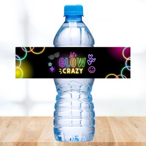 Glow Water Bottle Labels Birthday Favors Glow in the Dark Party Labels Glow Party Water Bottle Labels Party Glow in the Dark