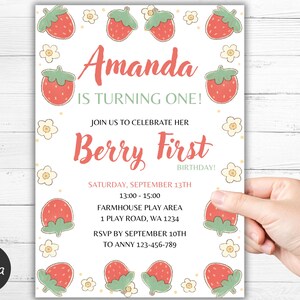 Berry First Invitation Berry First Birthday Invitation 1st Birthday Invitation Berry Party Invitation Berry First Invitation Strawberry