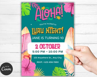 Luau Geburtstagseinladung Tropisch Party einladen Hawaii-Geburtstag Aloha